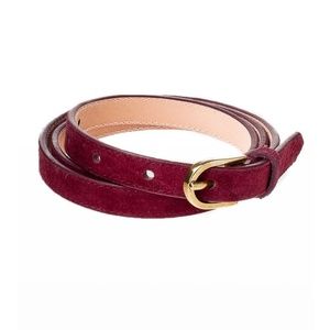 American Apparel Suede Burgundy Skinny Belt 34 L